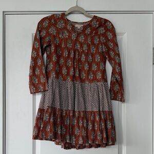 Pink Chicken Rust and Cream Floral Tiered Kids Dress